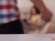 18videoz - Baby Mamby - A cute brunette with small tits and a hunger for cock was reading a book 1/16