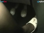 Redhead car stockings upskirt in public