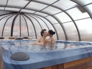 OLD4K. Chick tries swimming and being drilled by old boy in the pool 4/16