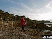 Freckle faced beauty fondles her big natural tits and wet pussy 2/16