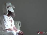 Tattooed chick with huge boobs sucking and fucking two lucky men 1/16