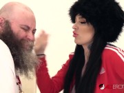 Tattooed chick with huge boobs sucking and fucking two lucky men 5/16