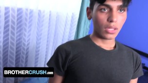 BrotherCrush - Submissive Latino Twink Takes His Dominative Stepbrother's Big Dick And Makes Him Cum