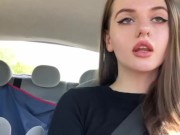She shows her tits right behind the wheel of a car
