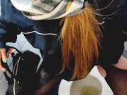 Nasty girl does a mess with pee after party