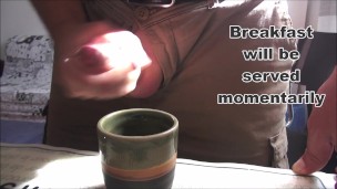 She drinks coffee with cum for breakfast