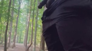 Stroking Black Dick in the woods