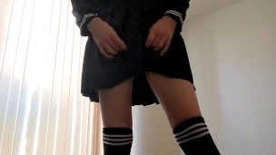 Femboy in uniform teasing