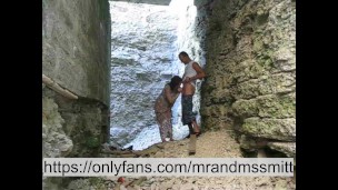 Russian brunette publicly fucked a stranger on a tour of the fortress