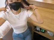 【素人ハメ撮り】壁の薄いホテルの机で彼女とハメ放題♡鏡の前で立ちバック！！　　　　日本人/素人カップル/個人撮影/無修正/パイパン/スマホ/主観映像/まろちゃんねる 4/16