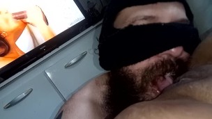 he chewing my pussy and another naughty swallowing 2 dicks on the wall that delights this porn