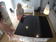 NANNYSPY Step Father Pounds Blonde Skinny Pussy In The Kitchen 8/16