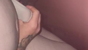 Hard cock in soft white thong