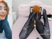 Black widow cosplay big butt girl sucking and fucking with her sex machine 1/16