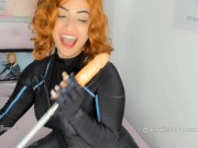 Black widow cosplay big butt girl sucking and fucking with her sex machine 10/16