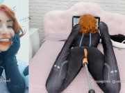 Black widow cosplay big butt girl sucking and fucking with her sex machine 3/16