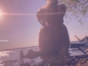 Bikini butt teasing in the water at a public beach!  10/16