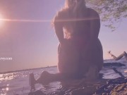 Bikini butt teasing in the water at a public beach!  2/16