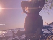 Bikini butt teasing in the water at a public beach!  7/16