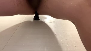 Chubby Japanese Dad's Morning Dildo Masturbation! Taken from a low angle.