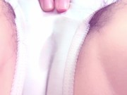 濡れ染みパンティのスジがくっきり♡クリトリス弄って喘ぎながらイク剛毛素人♡【個人撮影】 6/16