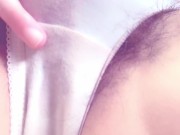 濡れ染みパンティのスジがくっきり♡クリトリス弄って喘ぎながらイク剛毛素人♡【個人撮影】 9/16