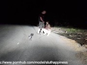 Totally naked slut on public road obedient whore humiliated 12/16