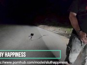 Totally naked slut on public road obedient whore humiliated 16/16