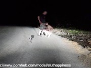 Totally naked slut on public road obedient whore humiliated 3/16