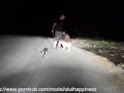 Totally naked slut on public road obedient whore humiliated 5/16
