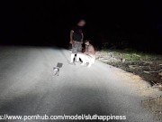 Totally naked slut on public road obedient whore humiliated 9/16