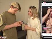 Caught my stepsister while she was filming her pussy