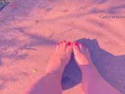 Out on a beautiful afternoon flashing and showing my feet!  6/16