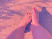 Out on a beautiful afternoon flashing and showing my feet!  9/16