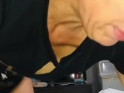 Sexy milf does her best to deep throat bbc! And sucking balls too! Lol shouted out her mom too! 1/16