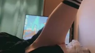 Closet femboy secretly fingers himself on camera for you~