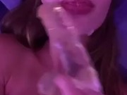 Hot brunette teen loves to slobber and choke on her toys 3/16