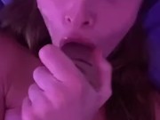 Hot brunette teen loves to slobber and choke on her toys 4/16