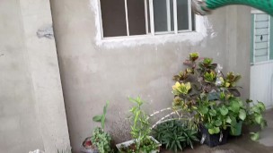 Handsome sexy man yard bathes for everyone to see