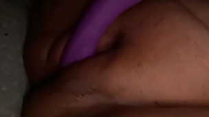 Latina plays with fat pussy 