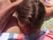 Footjob at public Tenerife beach