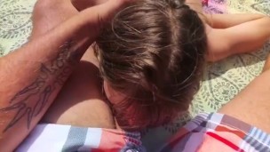 Footjob at public Tenerife beach