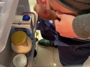 Refreshing Asian cock in front of fridge with a hot handjob  13/16