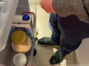 Refreshing Asian cock in front of fridge with a hot handjob  16/16