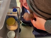 Refreshing Asian cock in front of fridge with a hot handjob  9/16