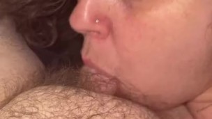 Busty wife sucks cock swallows all of his creamy sweet cum