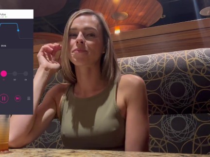 Cumming hard in public restaurant with Lush remote controlled vibrator