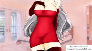 SUPER CEI HENTAI en español. Limpiando el semen de sus pechos.