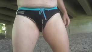 Pissing my Speedo under the bridge!