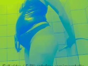 Czech did anal enema shower in latex body.Extreme belly inflation.Water belly bulge/pregnant belly. 11/16